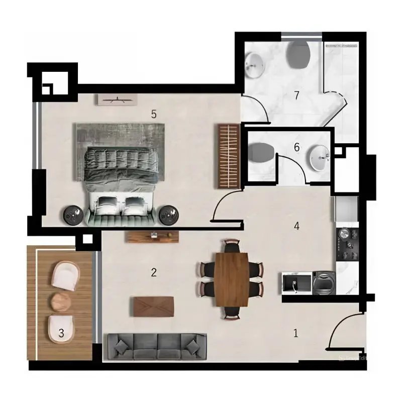 1 bedroom floor plan