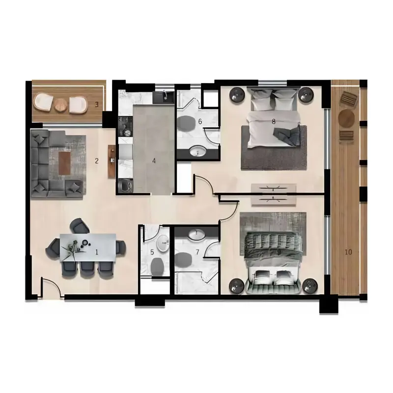2 bedroom floor plan