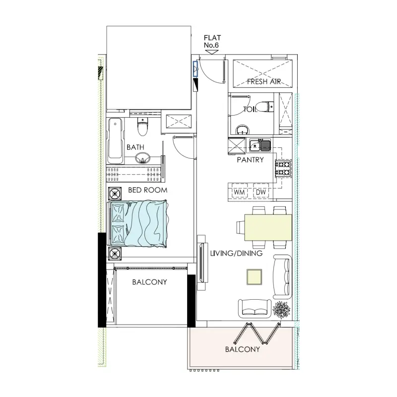 1 bedroom floor plan
