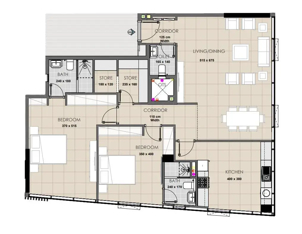 2 Bedrooms apartments - Palatium Residence floor plan
