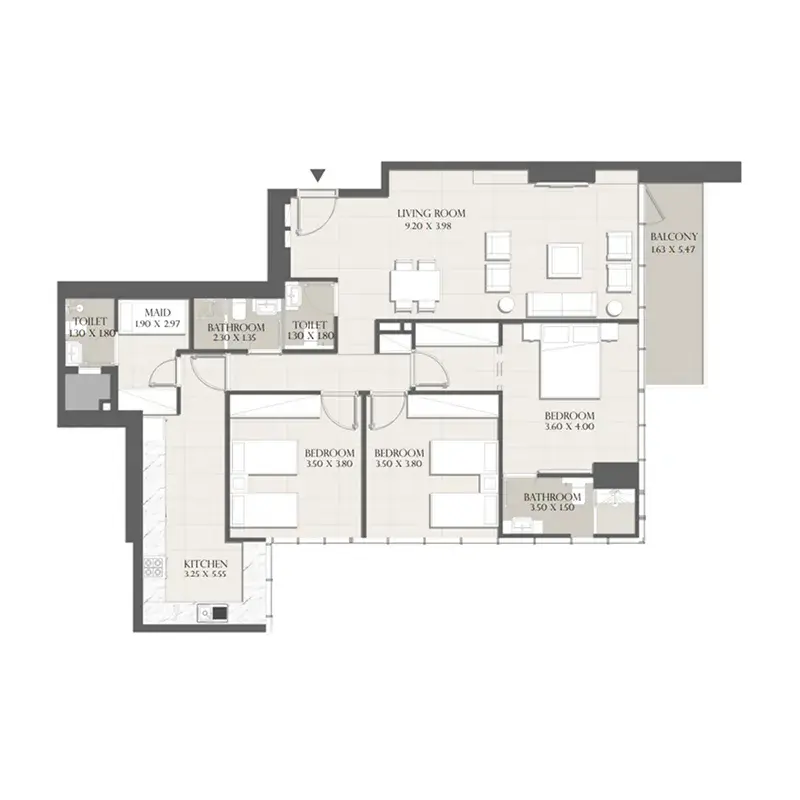 3 Bedrooms apartments - Sapphire 32 floor plan