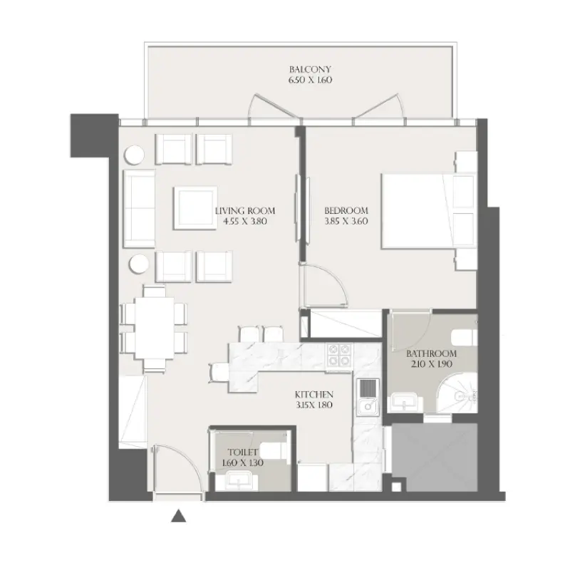 1 bedroom floor plan