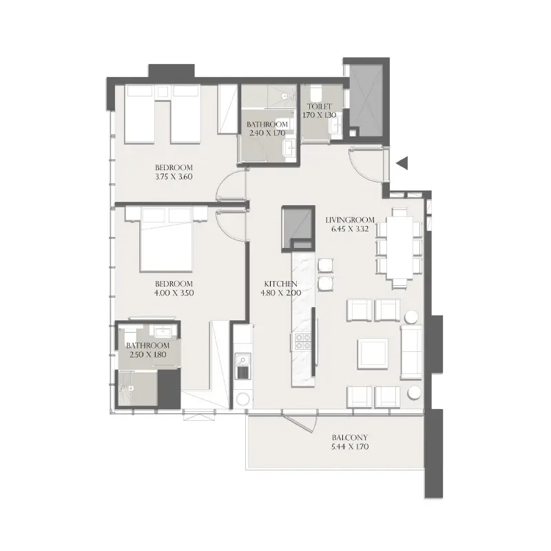 2 bedroom floor plan