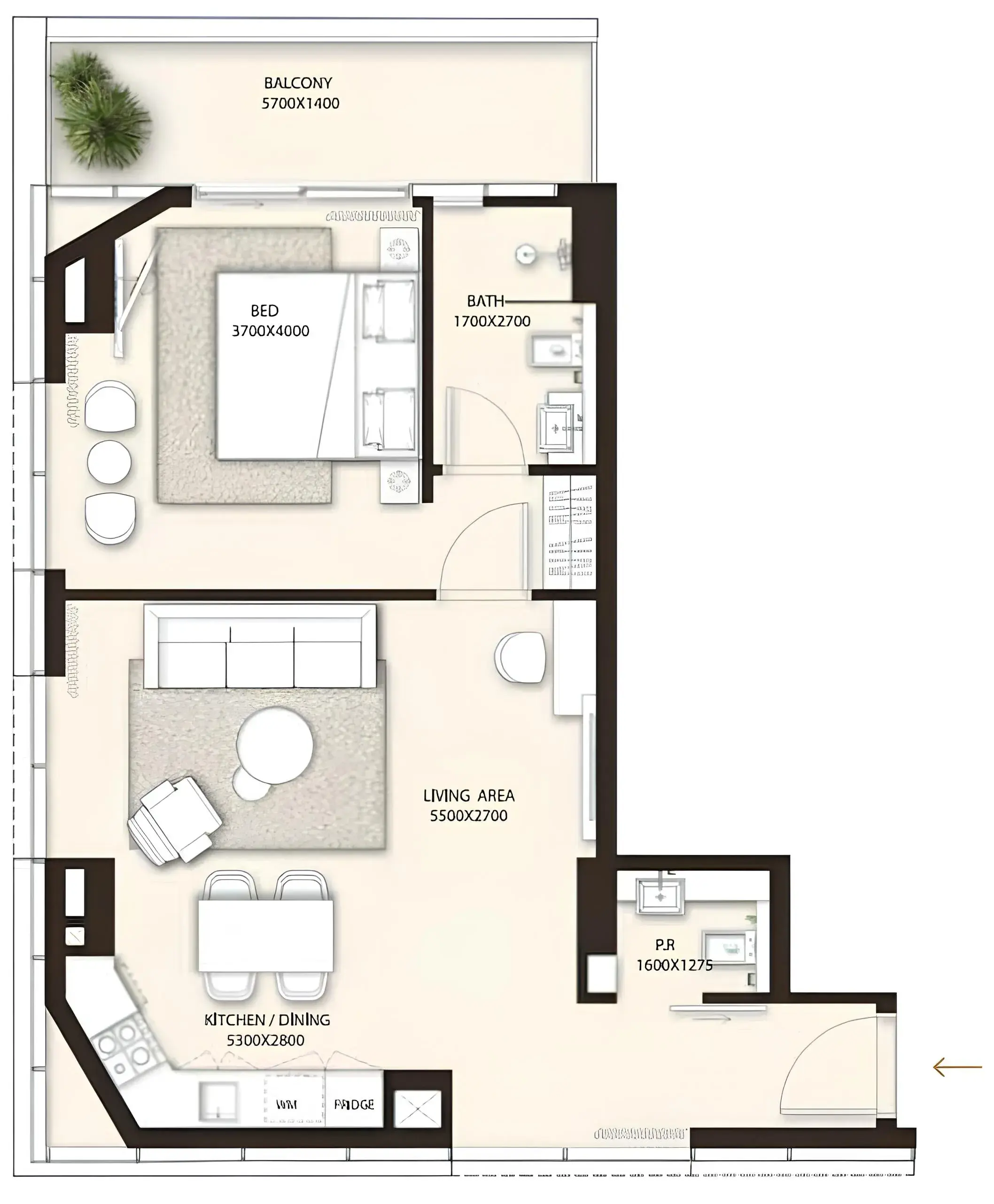 1 Bedroom apartments - Condor Golf Links 18 floor plan