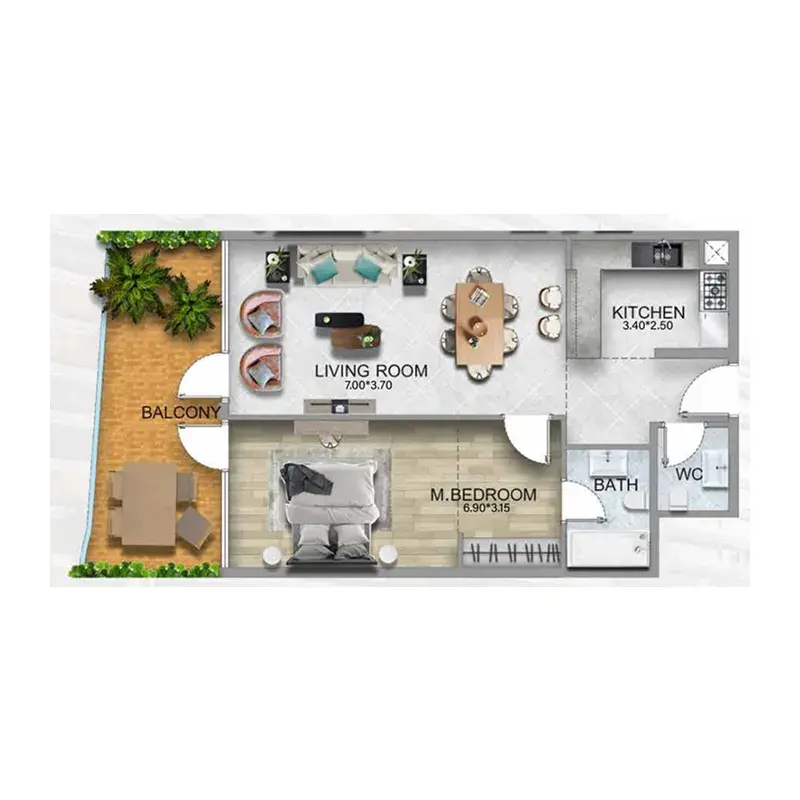 1 Bedroom apartments - 311 Boulevard floor plan
