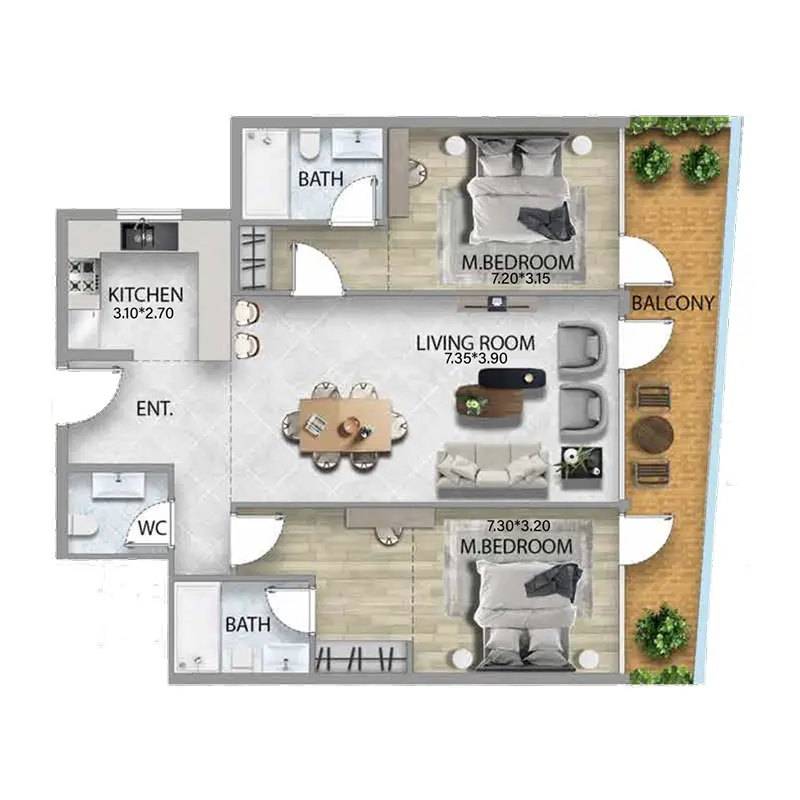 2 bedroom Apartments -  311 Boulevard floor plan