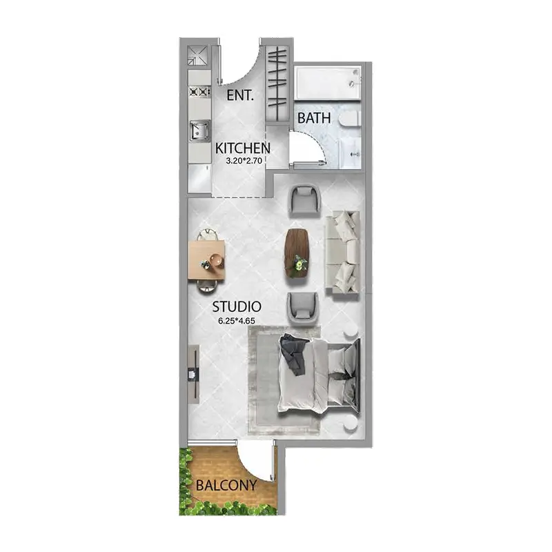 Studio Apartments -  311 Boulevard floor plan