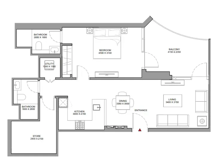 1 Bedroom apartments - Skyvue Spectra floor plan