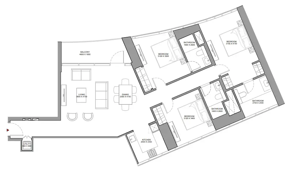 3 Bedrooms apartments - Skyvue Spectra floor plan