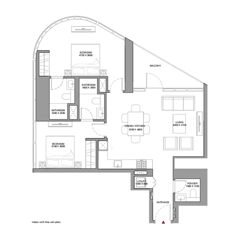 2 bedroom floor plan