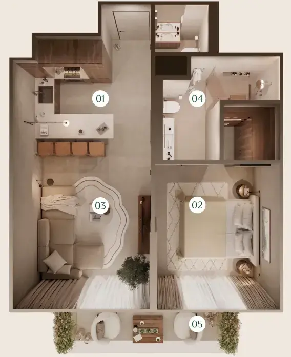 1 Bedroom apartments - Oak Yard floor plan