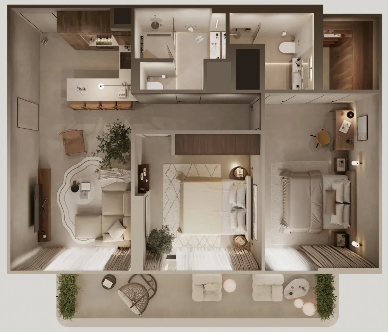 2 Bedrooms apartments - Oak Yard floor plan