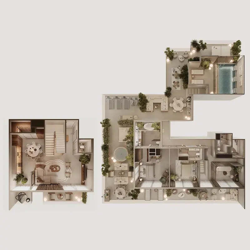 2 Bedrooms duplex - Oak Yard floor plan