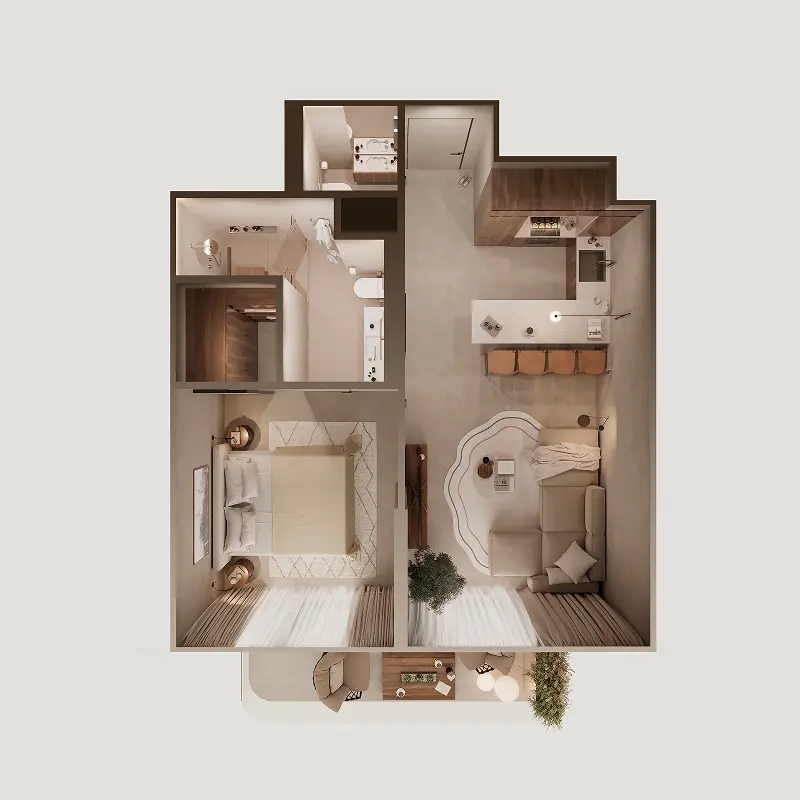 1 bedroom floor plan
