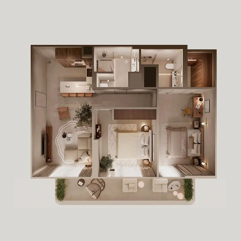 2 bedroom floor plan