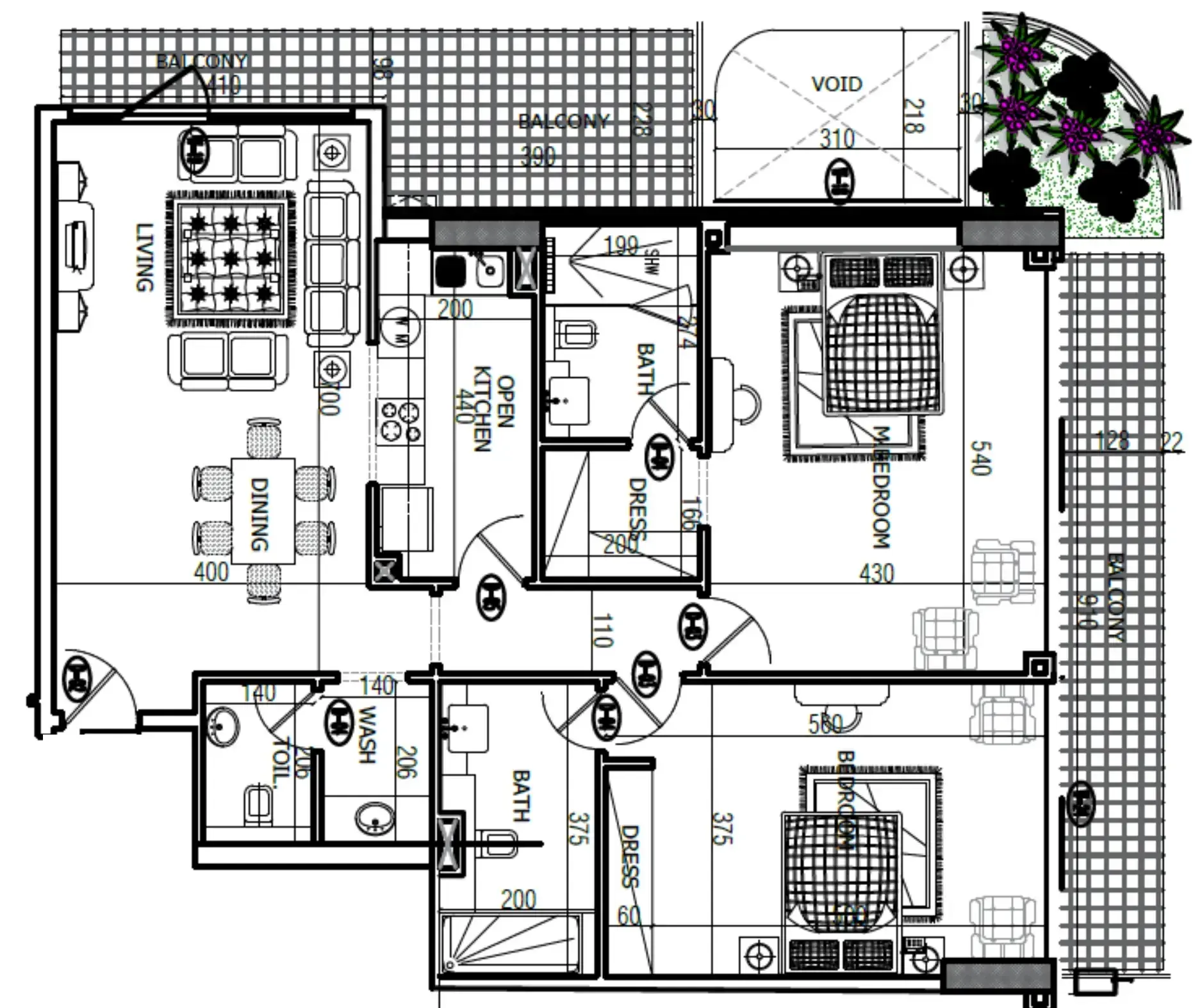 2 Bedrooms apartments - Mackerel Tower floor plan