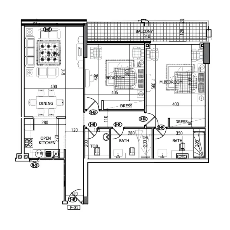 2 bedroom floor plan