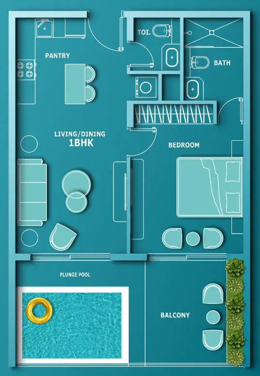 1 Bedroom apartments - Aqua Dimore floor plan