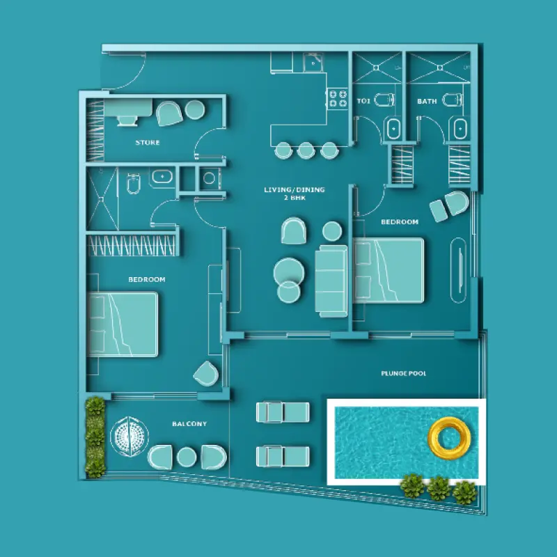 2,5 bedroom floor plan