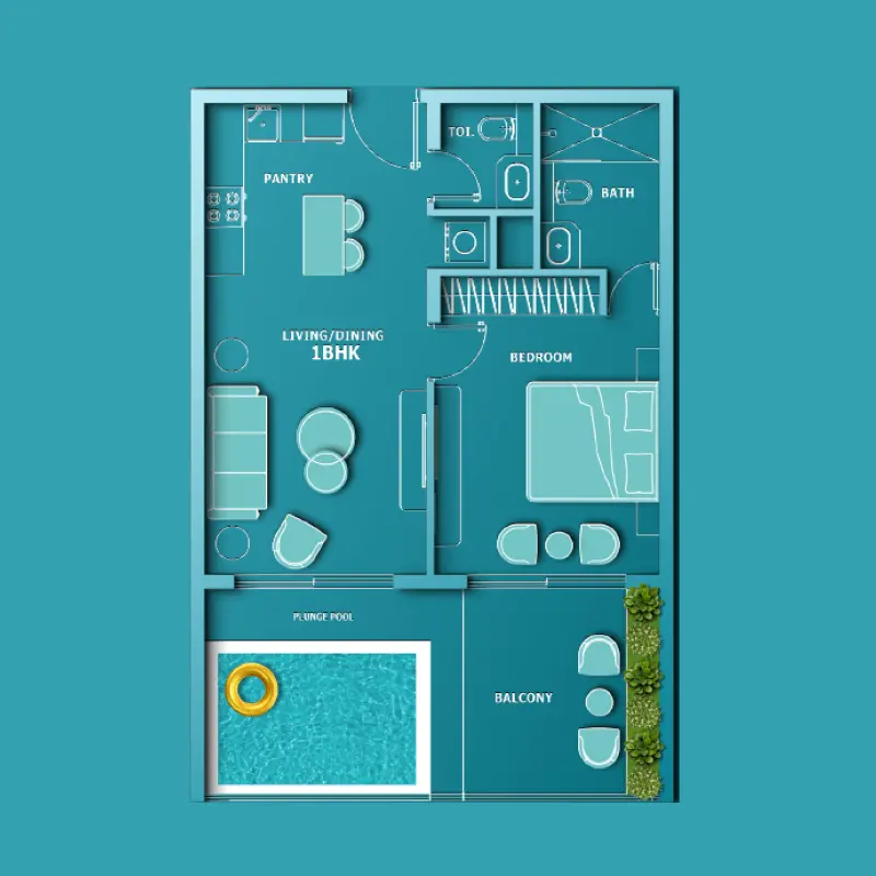 1 bedroom floor plan