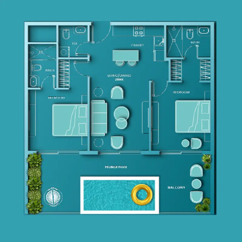 2 bedroom floor plan