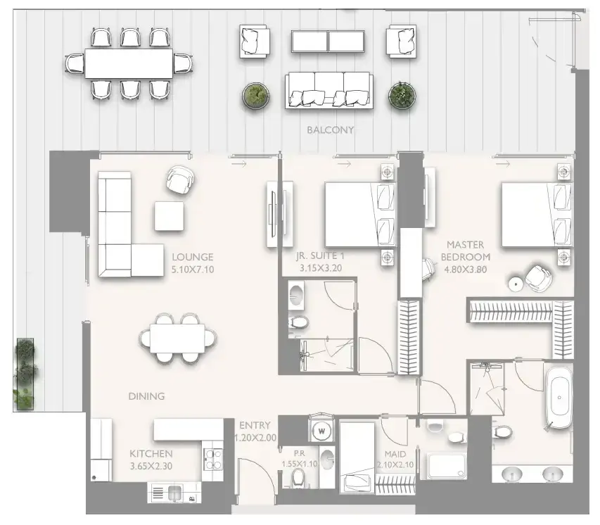 4 Bedrooms penthouse - Fairmont Residences Solara Tower floor plan