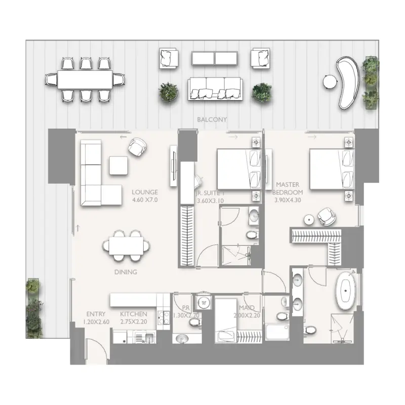 2 bedroom floor plan