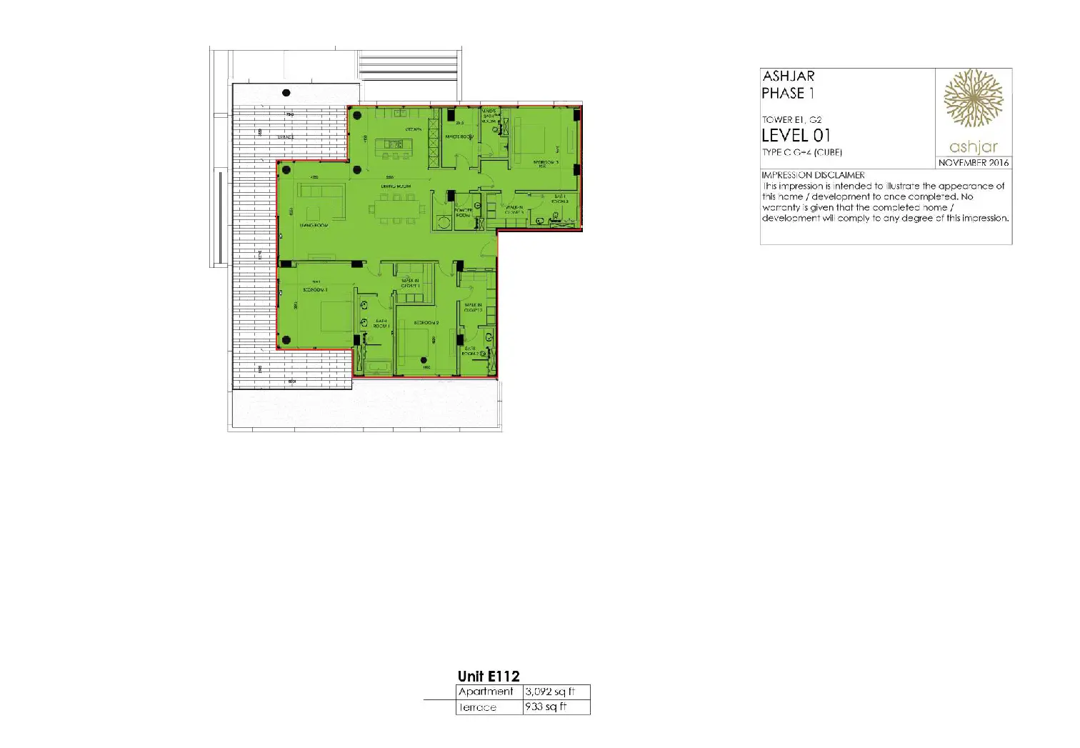 3 Bedroom floor plan