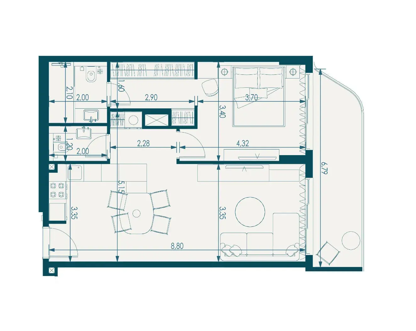 1 Bedroom apartments - Vitality Residence floor plan