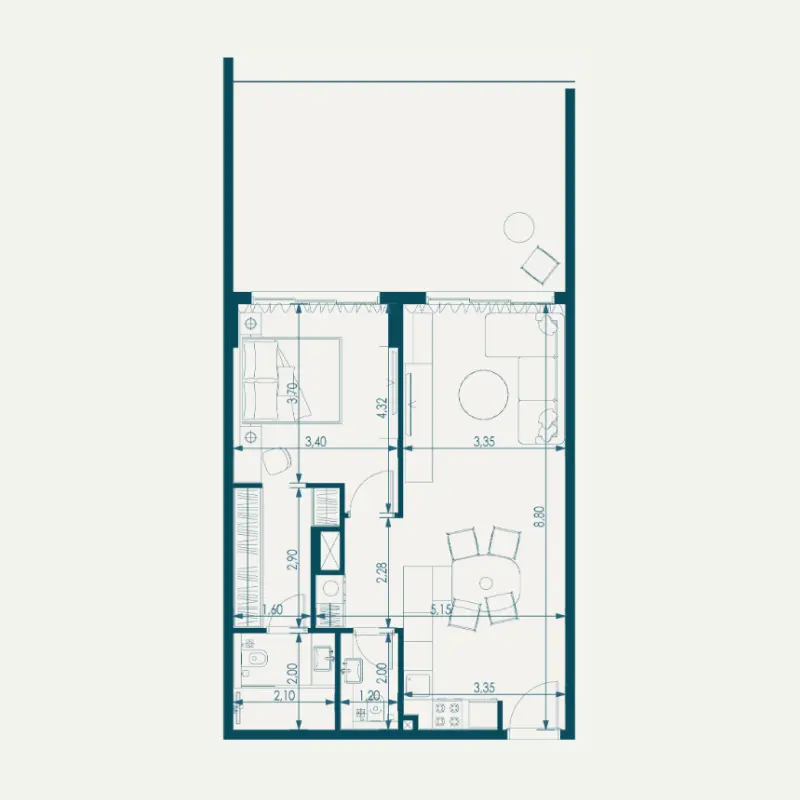 1 bedroom floor plan