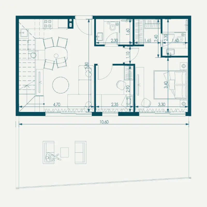 1 bedroom floor plan