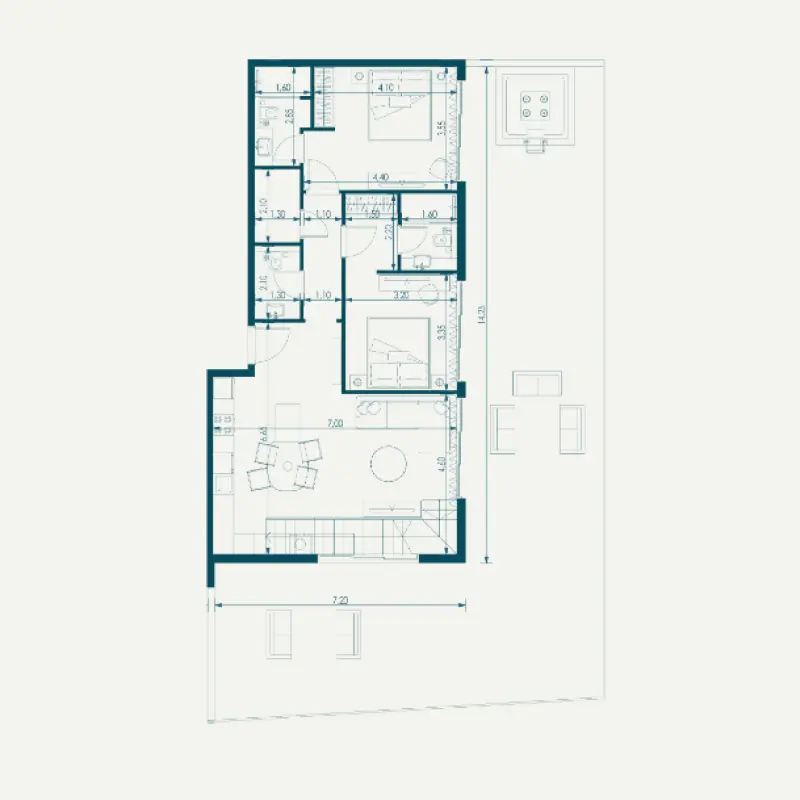 2 bedroom floor plan