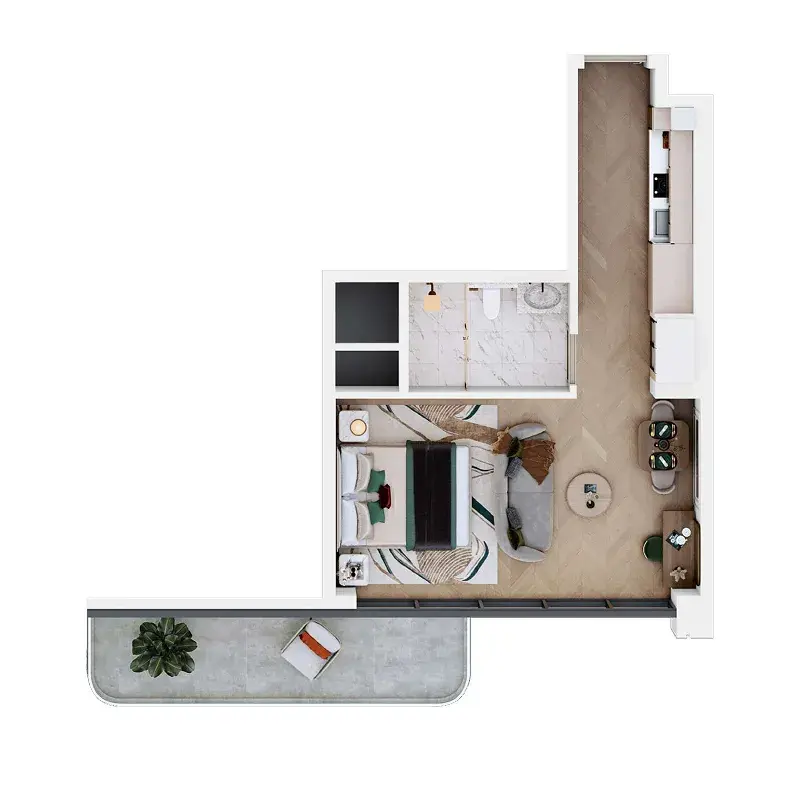 Studio apartments - Vega floor plan