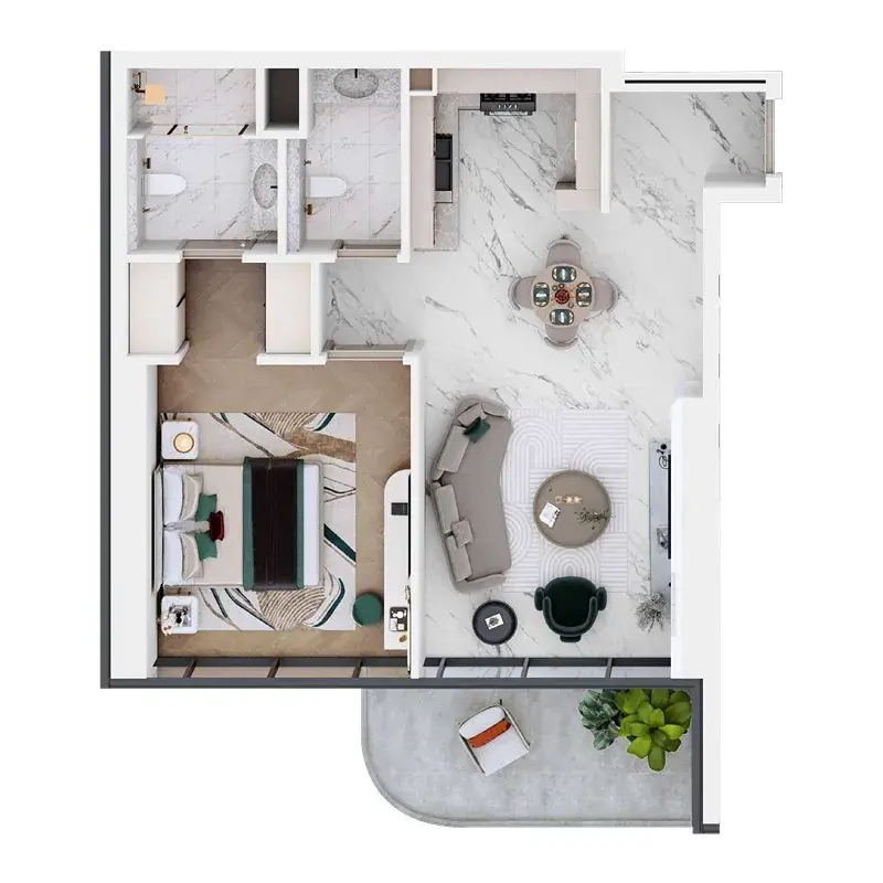 1 Bedroom apartments - Vega floor plan