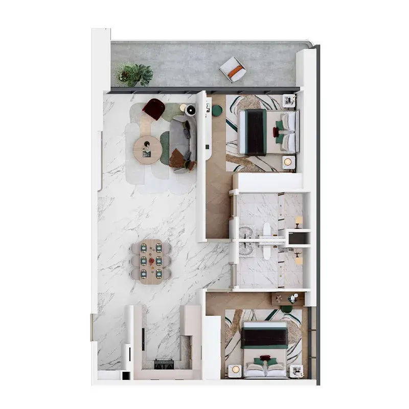 2 Bedrooms apartments - Vega floor plan