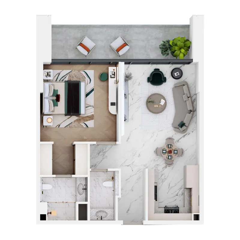 1 bedroom floor plan