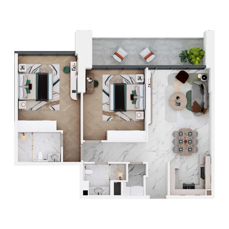2 bedroom floor plan