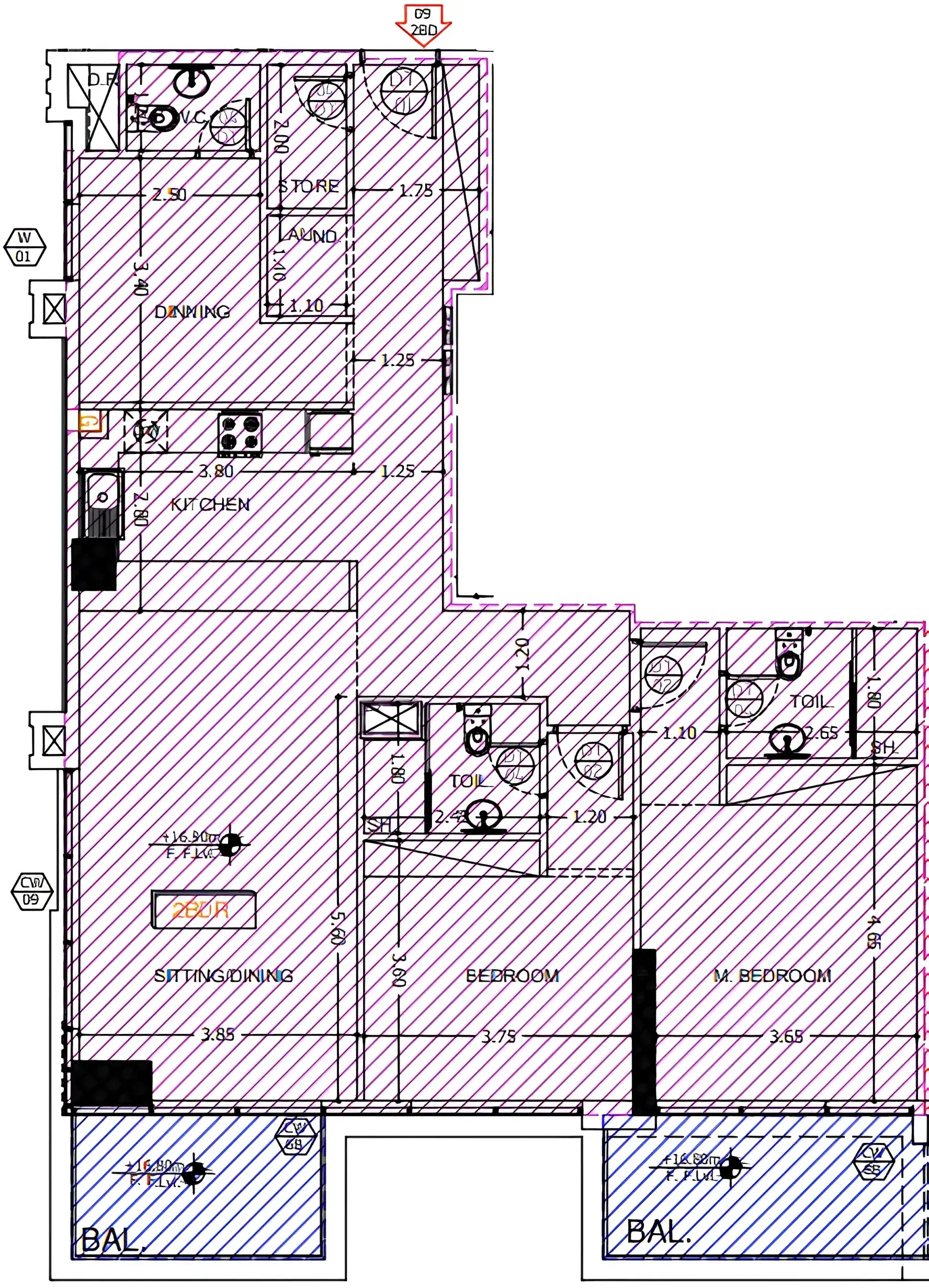 2.5 bedrooms apartments - Sea View Residence floor plan