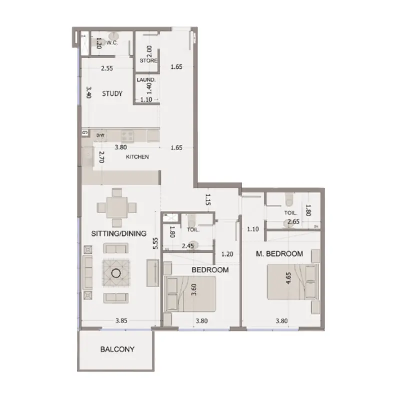 2 bedroom floor plan