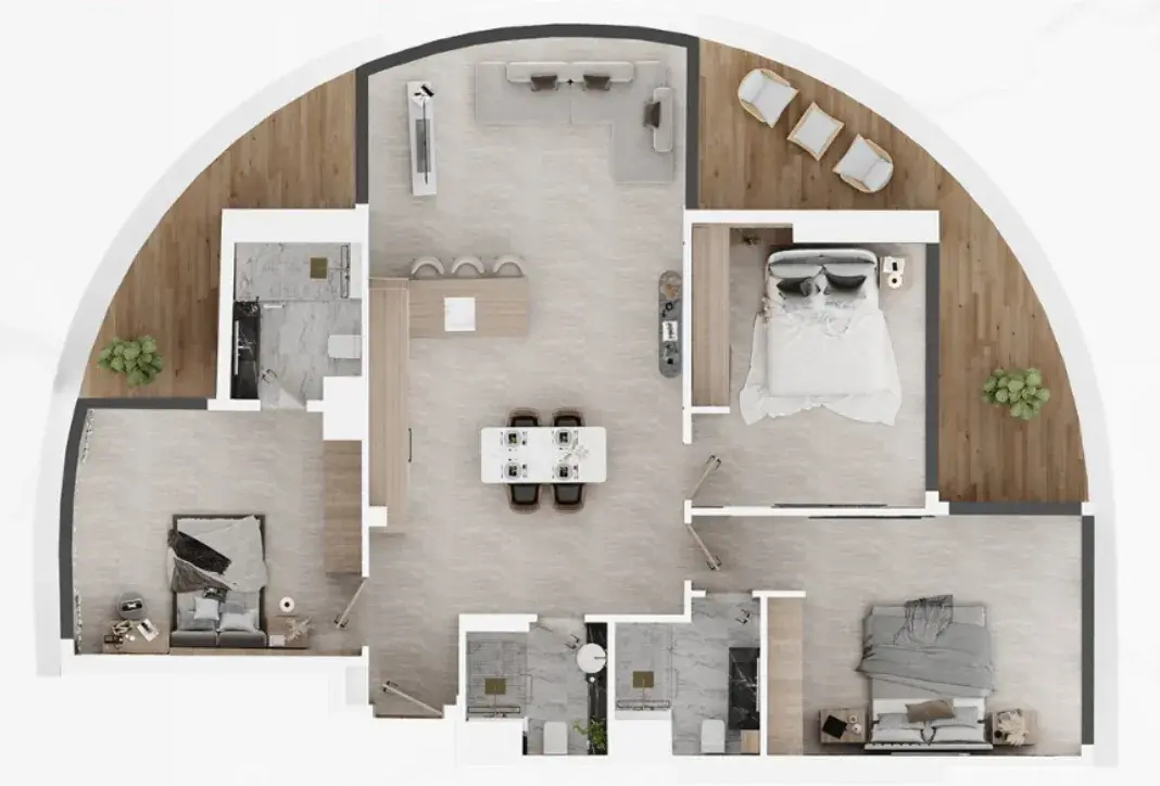 3 Bedrooms apartments - Electra Acube floor plan
