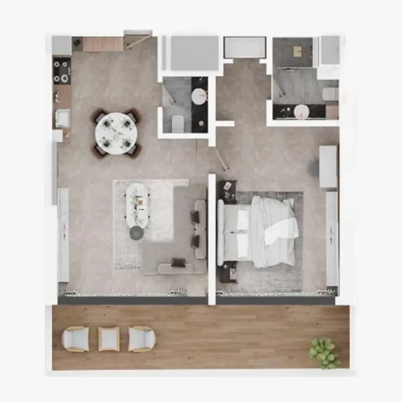 1 bedroom floor plan