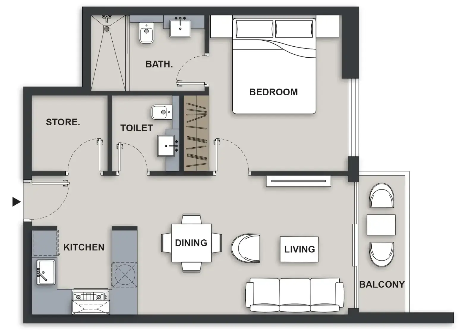 1 Bedroom apartments - Maison Elysee III floor plan