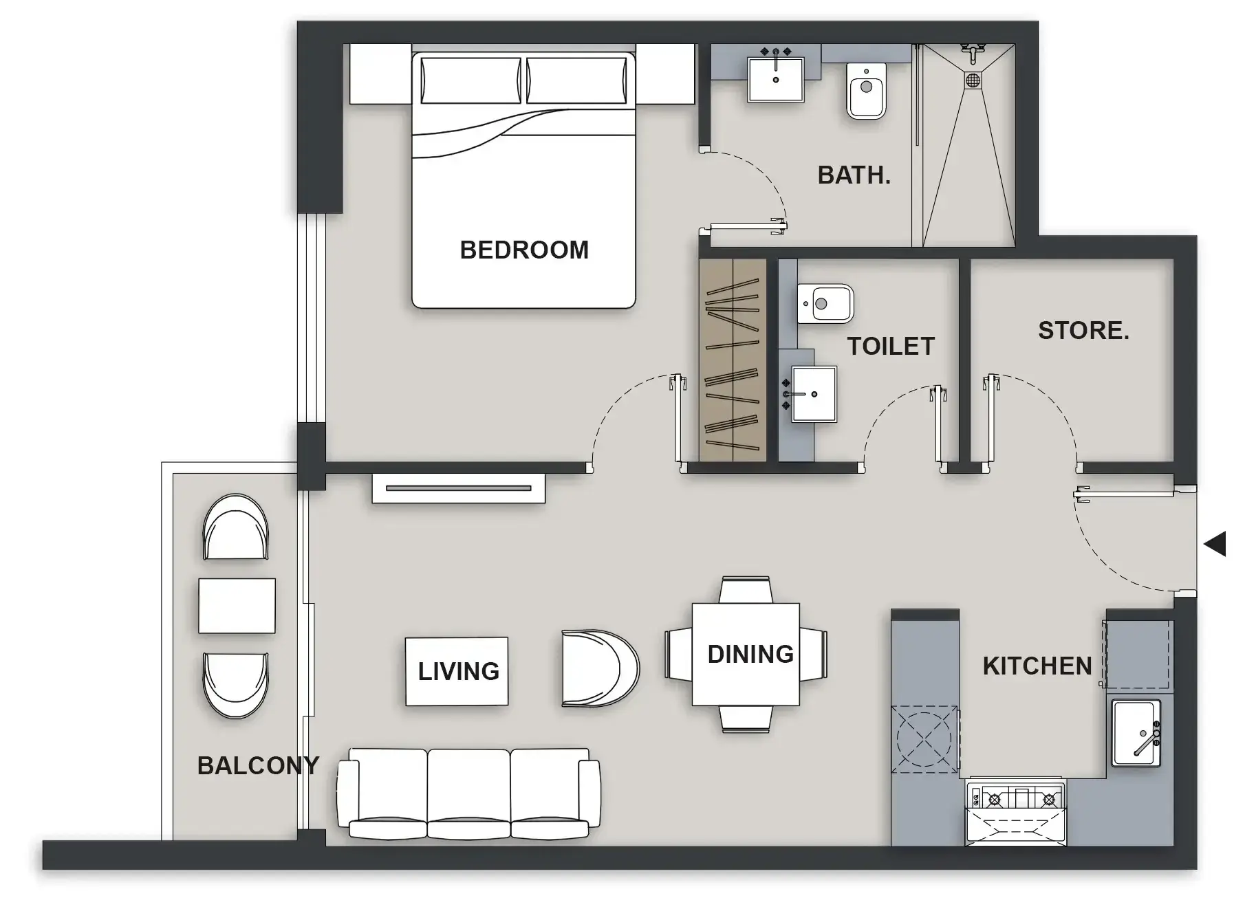 1.5 bedrooms apartments - Maison Elysee III floor plan