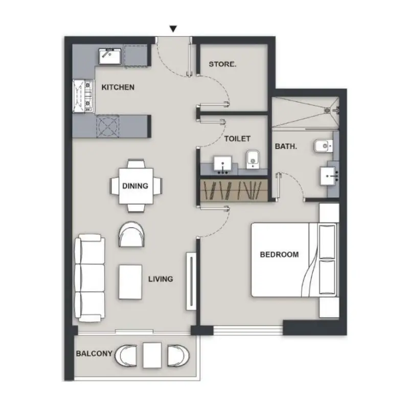 1 bedroom floor plan