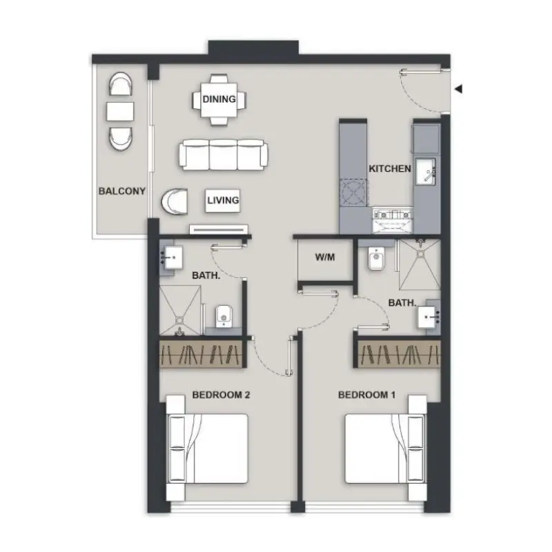 2 bedroom floor plan