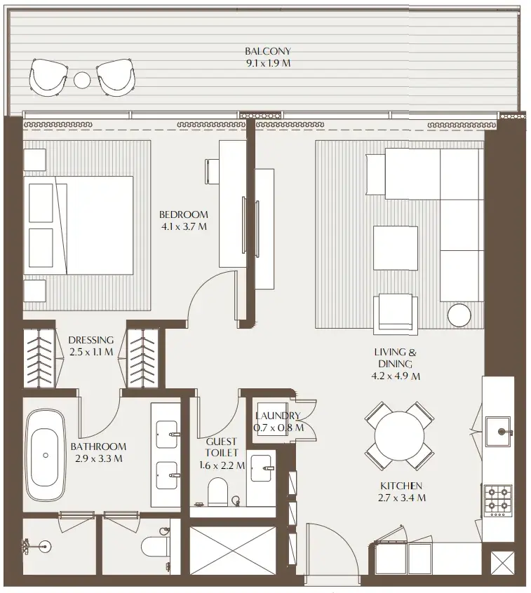 1 Bedroom apartments - Akala Residences floor plan