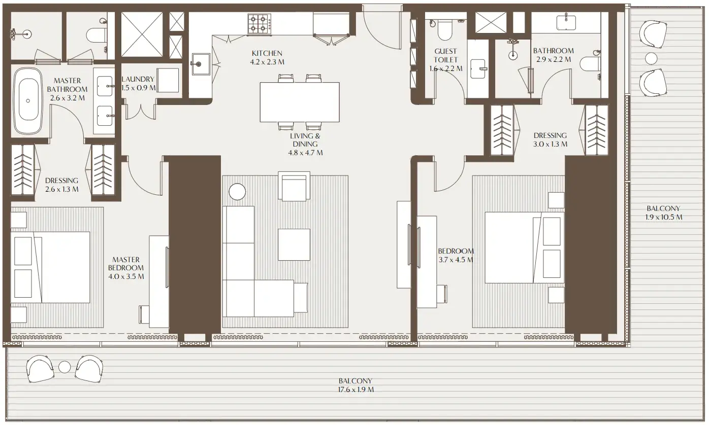 2 Bedrooms apartments - Akala Residences floor plan