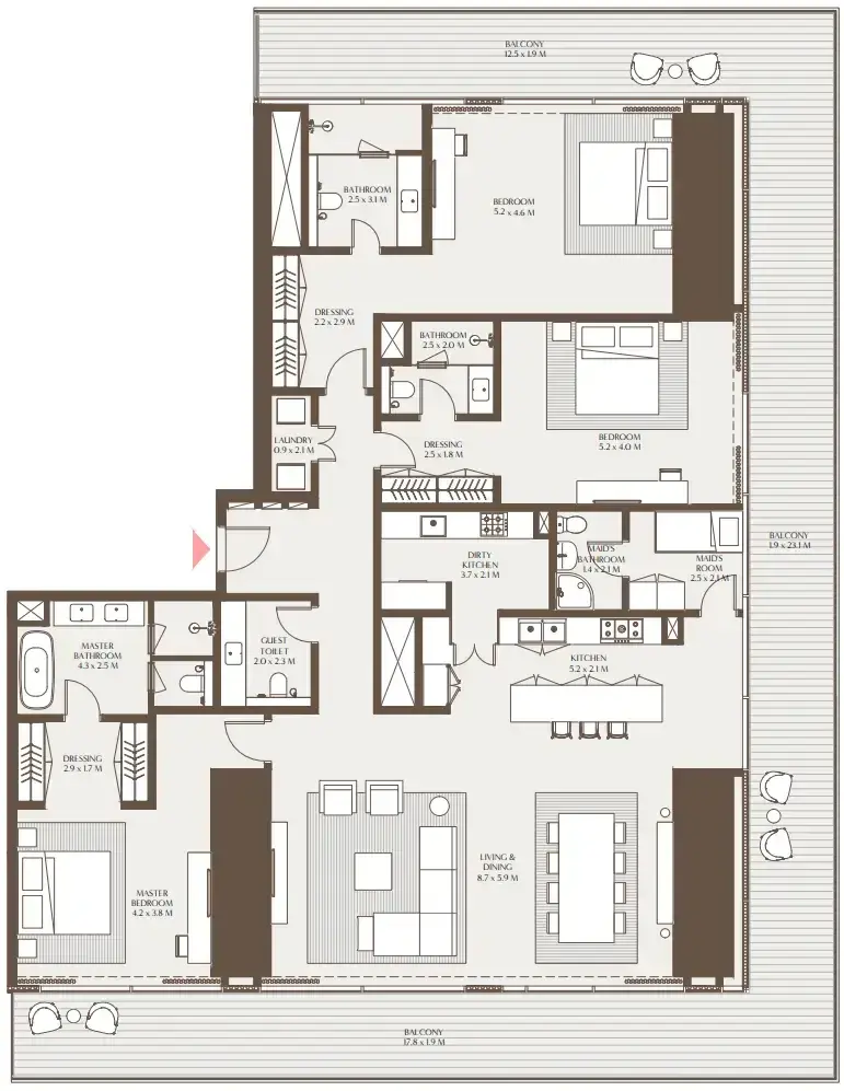 3 Bedrooms apartments - Akala Residences floor plan