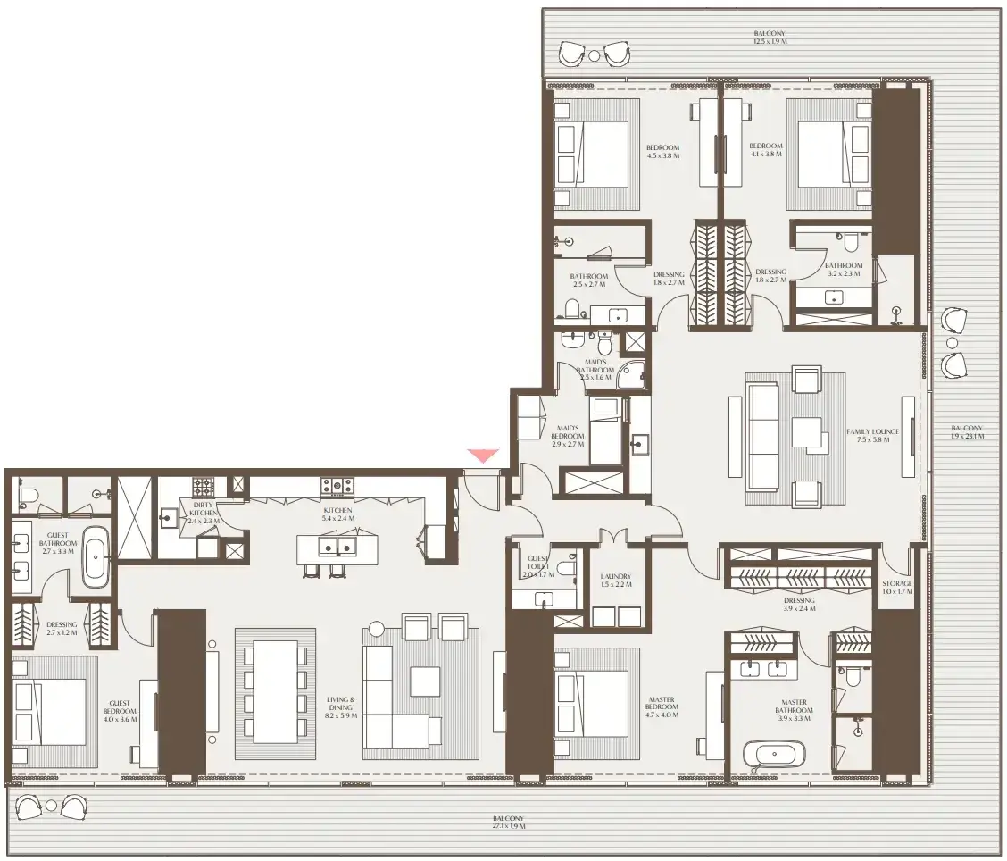 4 Bedrooms apartments - Akala Residences floor plan