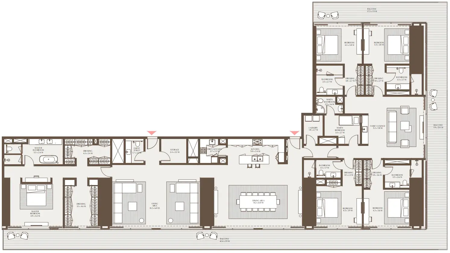 5 Bedrooms apartments - Akala Residences floor plan